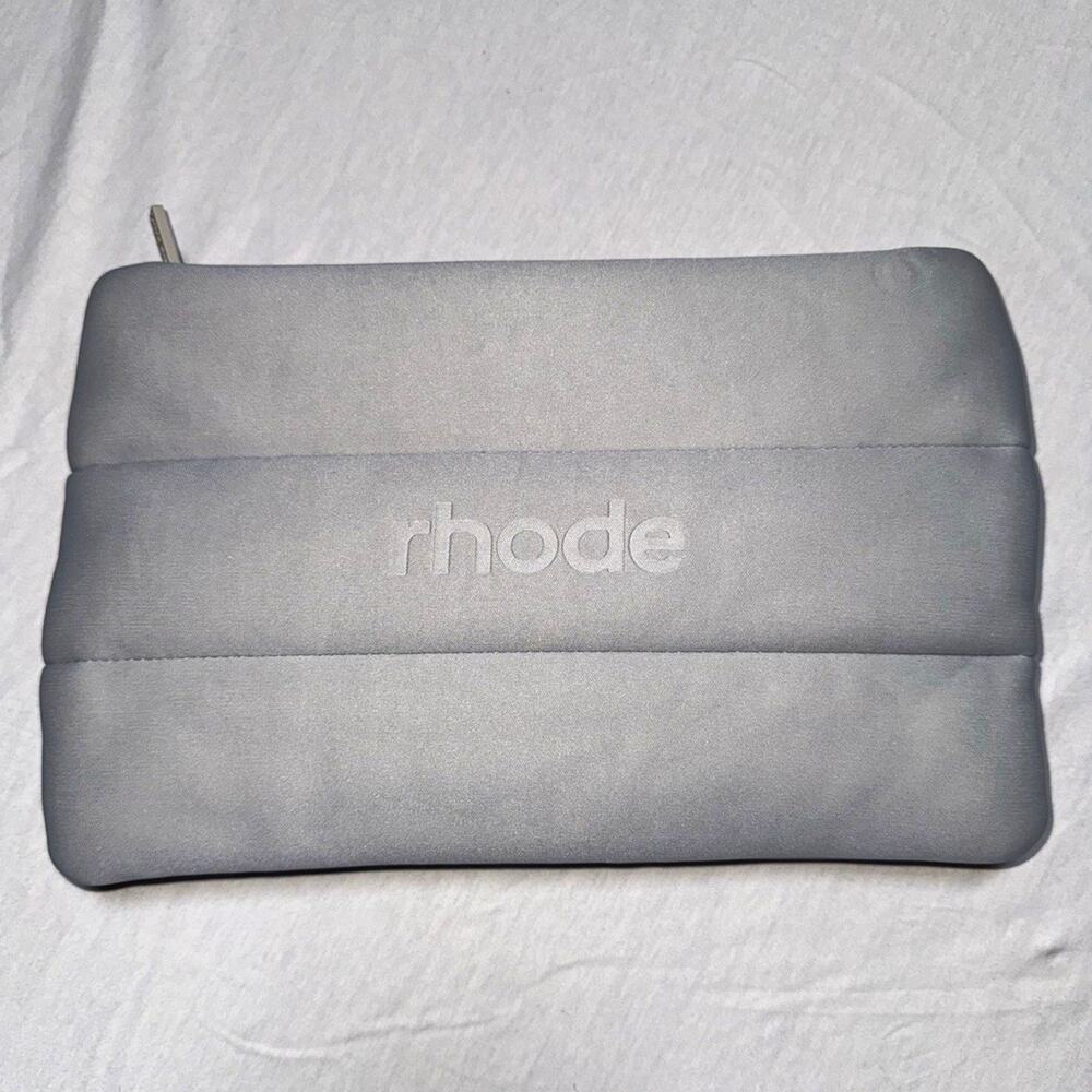rhode skin Gray Zipper Makeup Bag Cosmetic Pouch with Logo